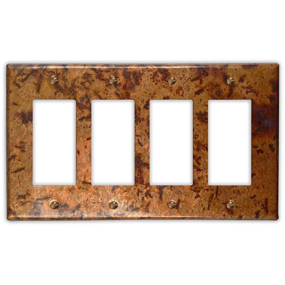 Distressed Light 4 Rocker/GFI Copper Switch Plate