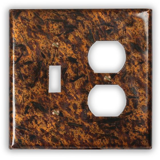 Distressed Medium 1 Toggle 1 Outlet Copper Switch Plate
