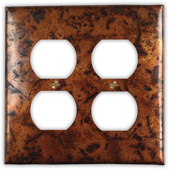 Distressed Medium 2 Outlet Copper Switch Plate
