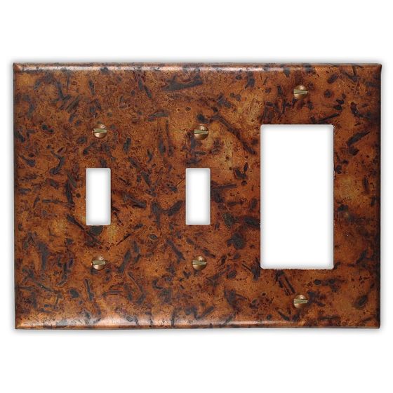 Distressed Medium 2 Toggle 1 Rocker/GFI Copper Switch Plate