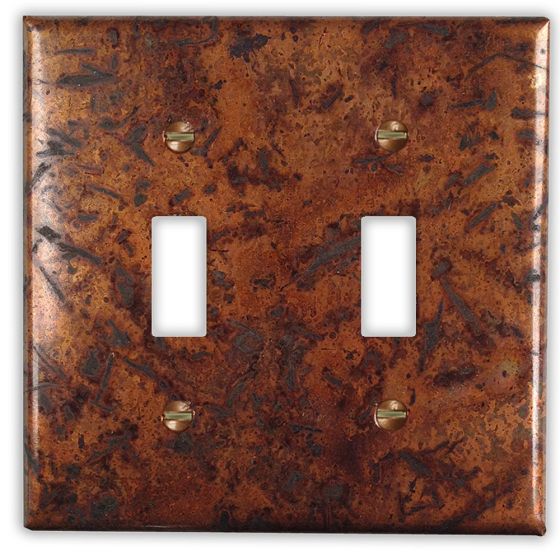 Distressed Medium 2 Toggle Copper Switch Plate