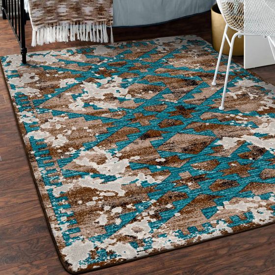 Distressed Fresco Rug - Turquoise