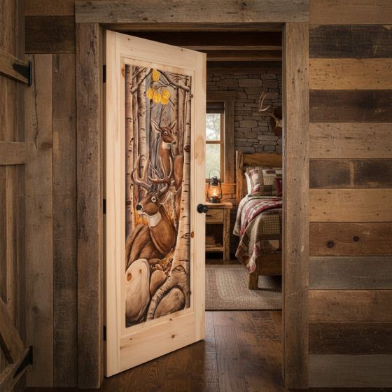 Hand Painted Interior Doors: Some lifestyle images are created with AI for visualization purposes. Crafted from natural solid wood, each piece is unique and will vary.