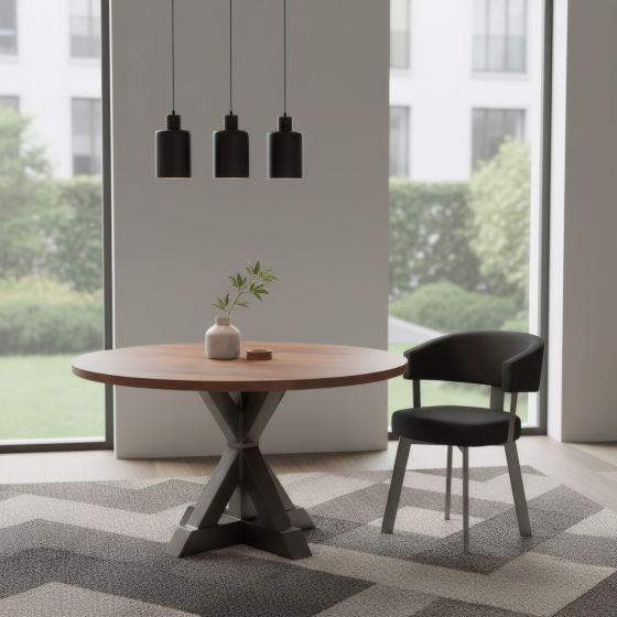 Modern Dining Table: Some lifestyle images are created with AI for visualization purposes. Crafted from natural solid wood, each piece is unique and will vary.