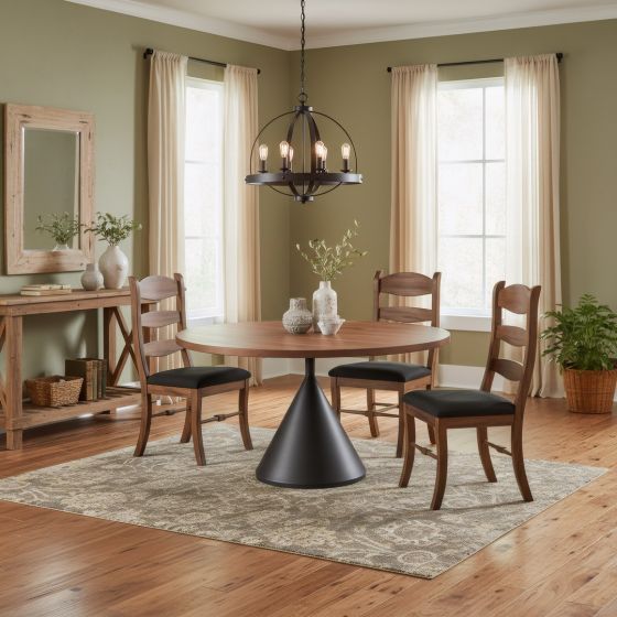 Rustic Dining Table: Some lifestyle images are created with AI for visualization purposes. Crafted from natural solid wood, each piece is unique and will vary.