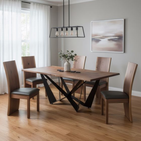 Modern Dining Table: Some lifestyle images are created with AI for visualization purposes. Crafted from natural solid wood, each piece is unique and will vary.