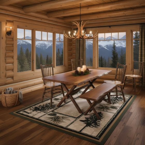 Rustic Dining Table: Some lifestyle images are created with AI for visualization purposes. Crafted from natural solid wood, each piece is unique and will vary.