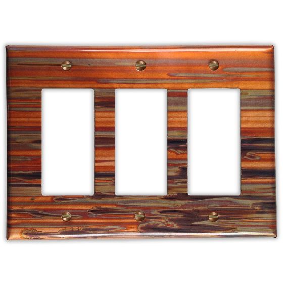 Enchantment Horizontal 3 Rocker/GFI Copper Switch Plate