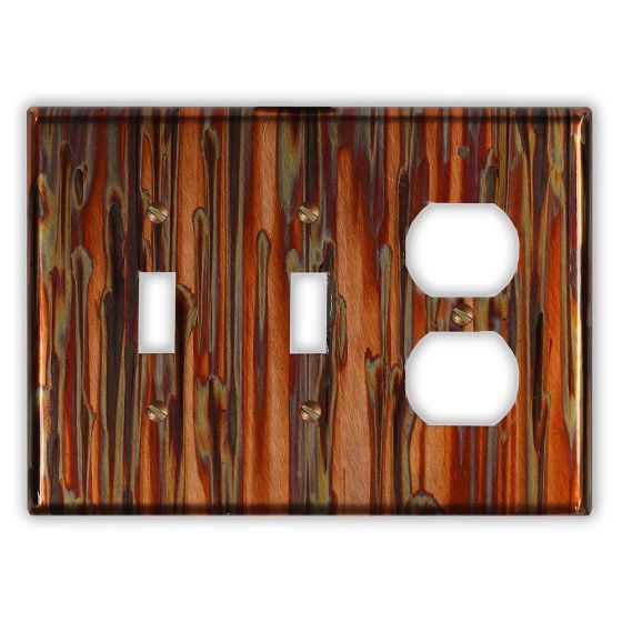 Enchantment Vertical 2 Toggle 1 Outlet Copper Switch Plate