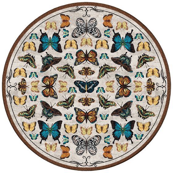 English Collector Cabinet Area Rug - Butterfly Multi