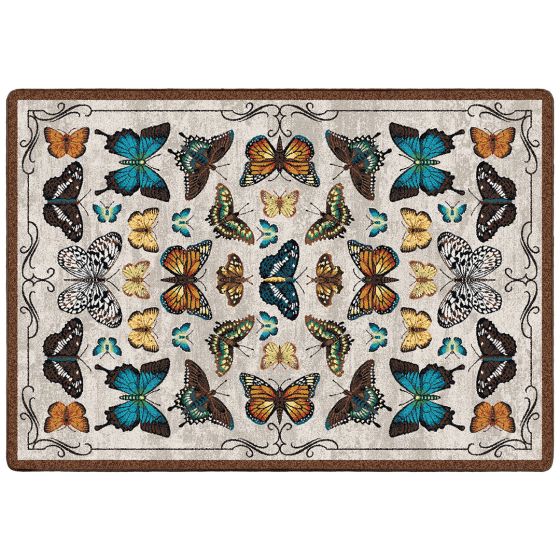English Collector Cabinet Entry Rug - Butterfly Multi