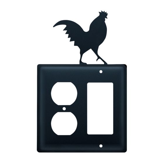 Wrought Iron Rooster Double Outlet/GFI Cover