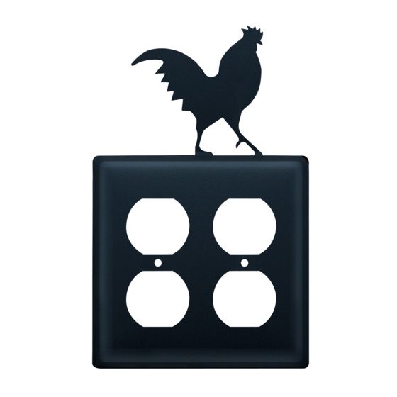Wrought Iron Rooster Double Outlet Cover