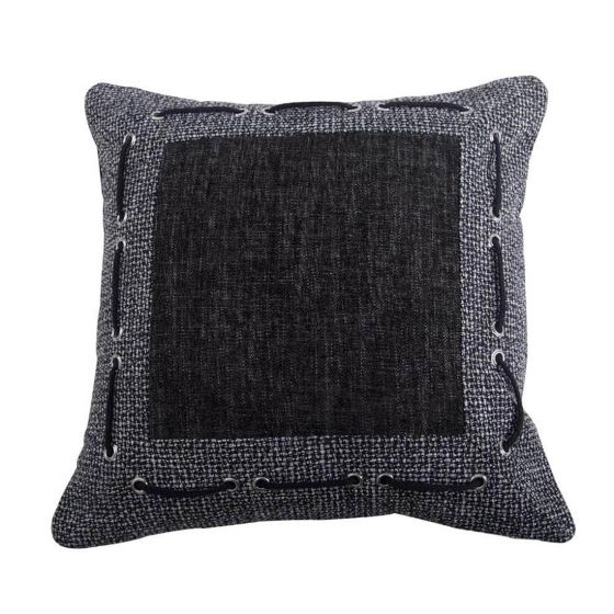 Tweed and Chenille With Laced Rope Detail Pillow