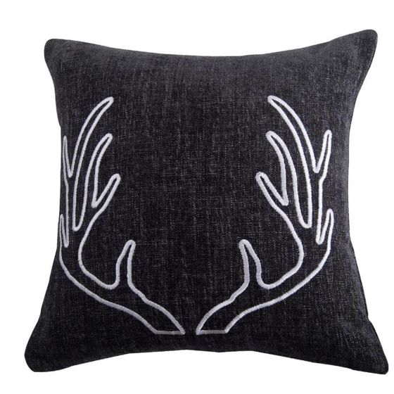 Grey Chenille Antler Pillow