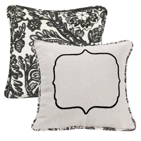 Augusta Embroidered Toile Throw Pillow