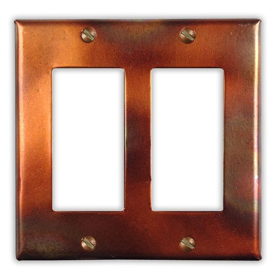 Flamed 2 Rocker/GFI Copper Switch Plate