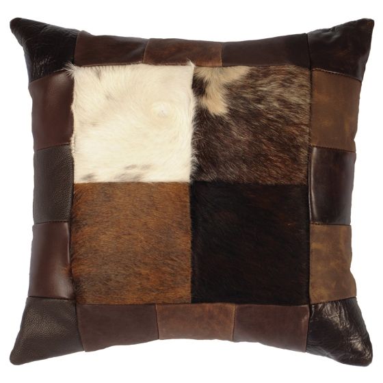 Four Square Patchwork Leather Decor Pillow