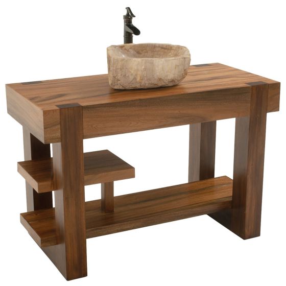 Modern Golden Walnut Open Vanity shown in Golden Walnut