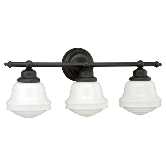 Huntley 3-Light Milk Glass Oil Rubbed Bronze Vanity Light