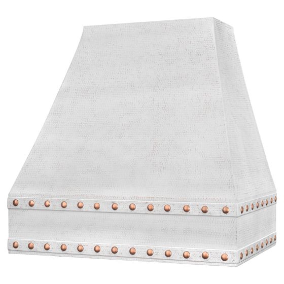 36" Correa Glazed White Hammered Copper 1250 CFM Wall Mounted Range Hood