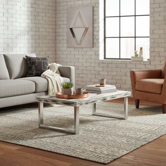 Industrial Chic Coffee Table: Some lifestyle images are created with AI for visualization purposes. Crafted from natural solid wood, each piece is unique and will vary.