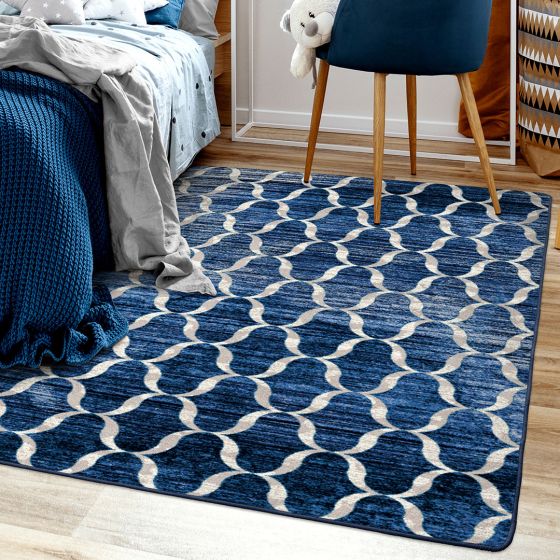 Lattice Blue Rug