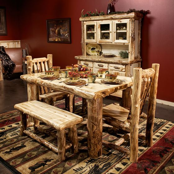 Light Aspen Log Dining Table