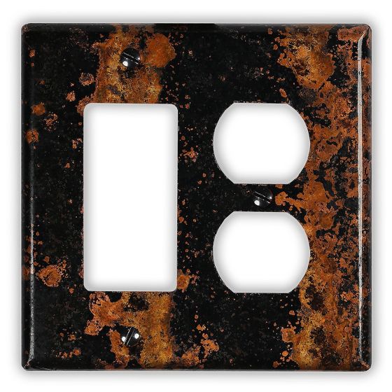 Mottled 1 Rocker/GFI 1 Outlet Copper Switch Plate