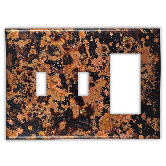 Mottled 2 Toggle 1 Rocker/GFI Copper Switch Plate