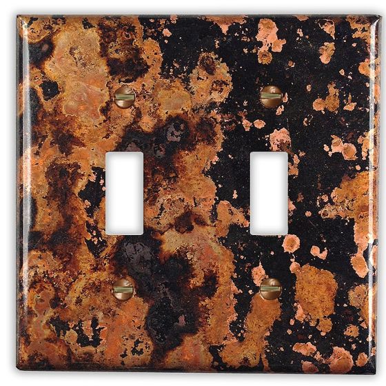 Mottled 2 Toggle Copper Switch Plate