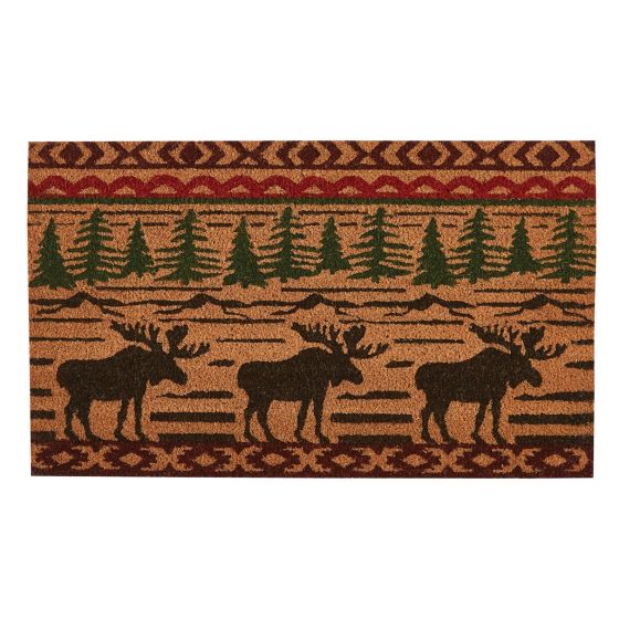 Rustic Mountain Moose Welcome Mat