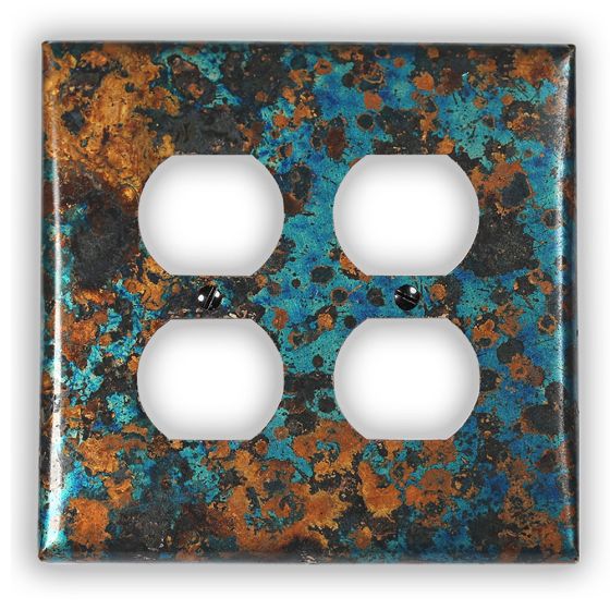 Mystic Topaz 2 Outlet Copper Switch Plate