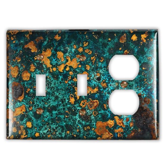 Mystic Topaz 2 Toggle 1 Outlet Copper Switch Plate