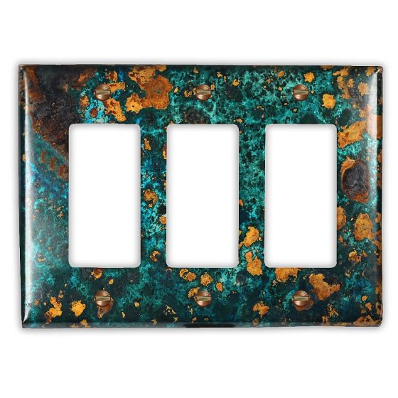 Mystic Topaz 3 Rocker/GFI Copper Switch Plate
