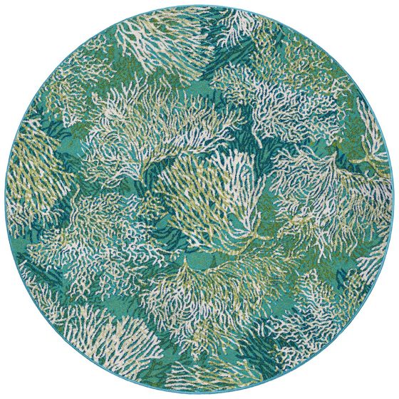 Oceanic Blooms Area Rug - Aqua