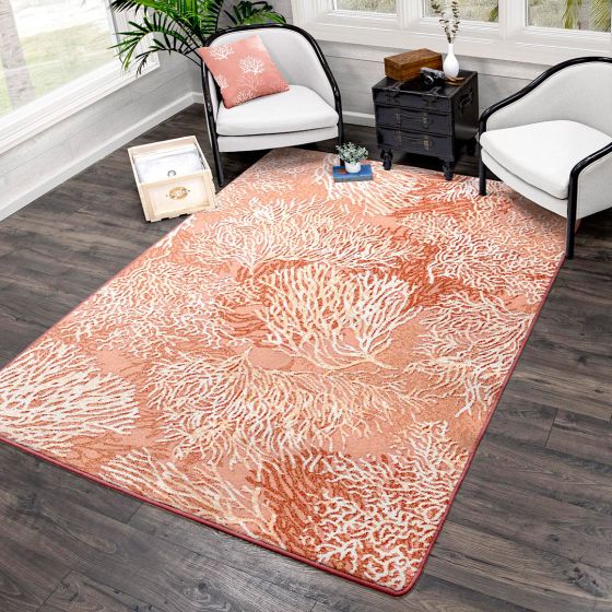 Oceanic Blooms Rug - Coral