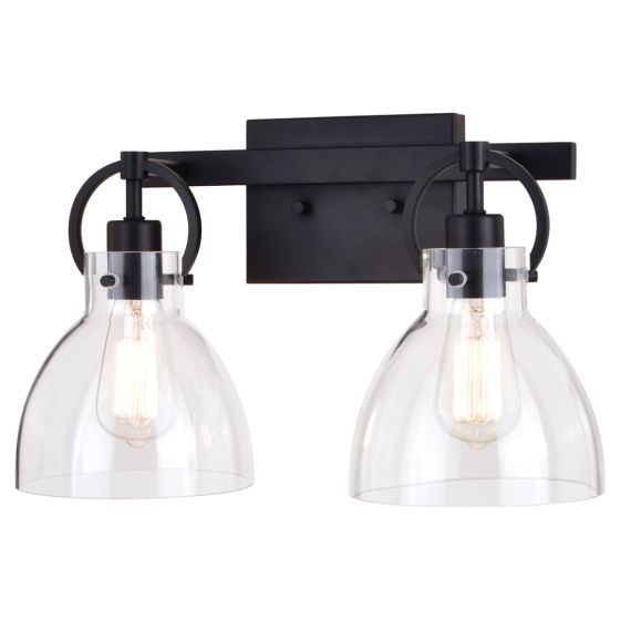 Ogden 2-Light Matte Black Vanity Light