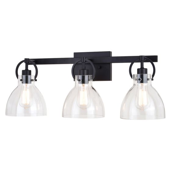 Ogden 3-Light Matte Black Vanity Light