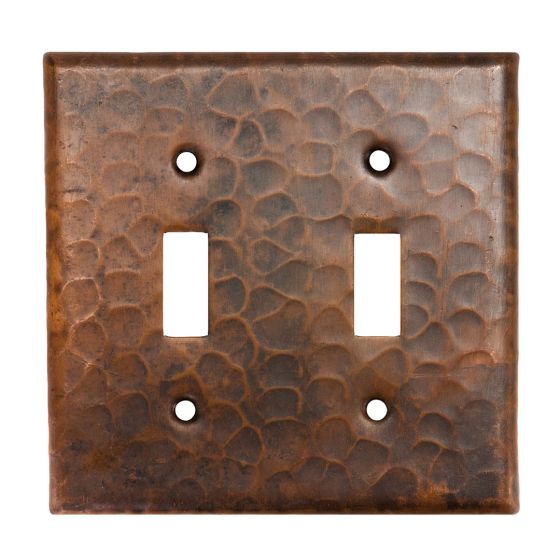 Oil Rubbed Bronze Hammered Copper Double Switch Wall Plate Cover
