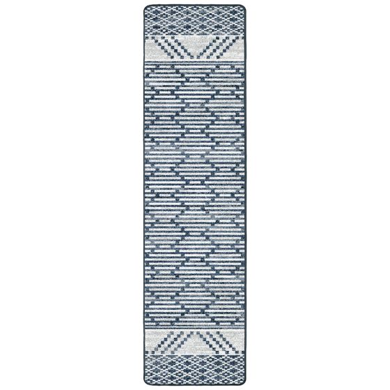 Patterned Stripe Rug - Fresh Blue