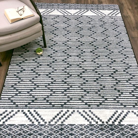 Patterned Stripe Rug - Fresh Blue