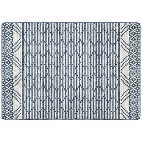 Patterned Stripe Rug - Fresh Blue