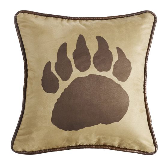 Faux Suede Bear Claw Pillow, reverse faux leather