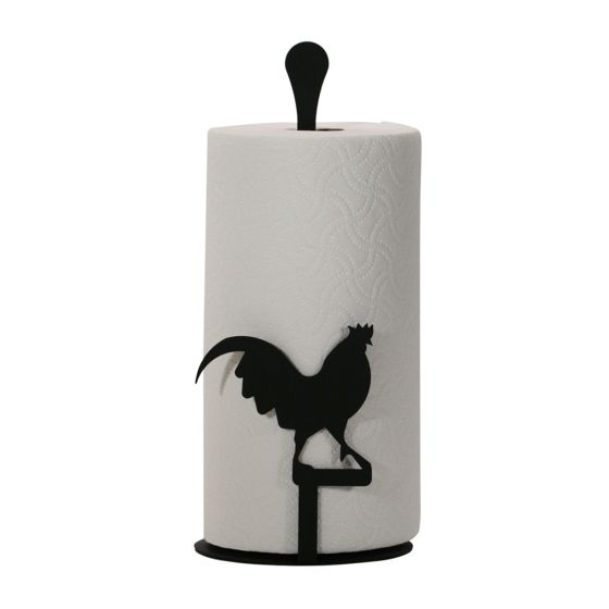 Wrought Iron Rooster Paper Towel Stand