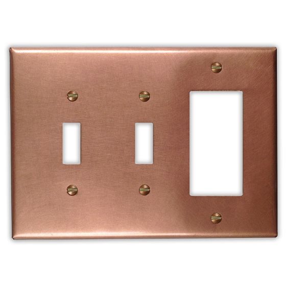 Raw Copper 2 Toggle 1 Rocker/GFI Copper Switch Plate