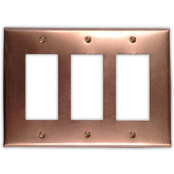 Raw Copper 3 Rocker/GFI Copper Switch Plate