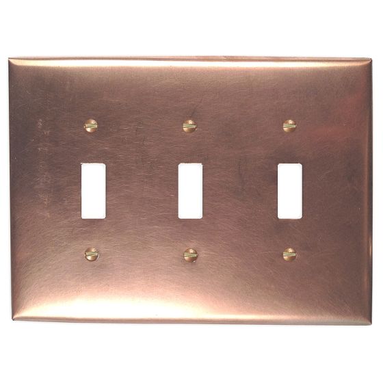 Raw Copper 3 Toggle Copper Switch Plate