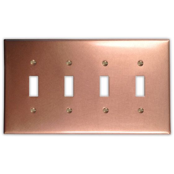 Raw Copper 4 Toggle Copper Switch Plate