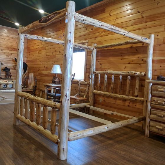Rust Valley Red Cedar Log Canopy Bed